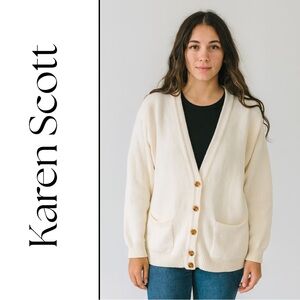 Jennifer Moore 100% Cotton Cream Button Cardigan | Made in Hong Kong